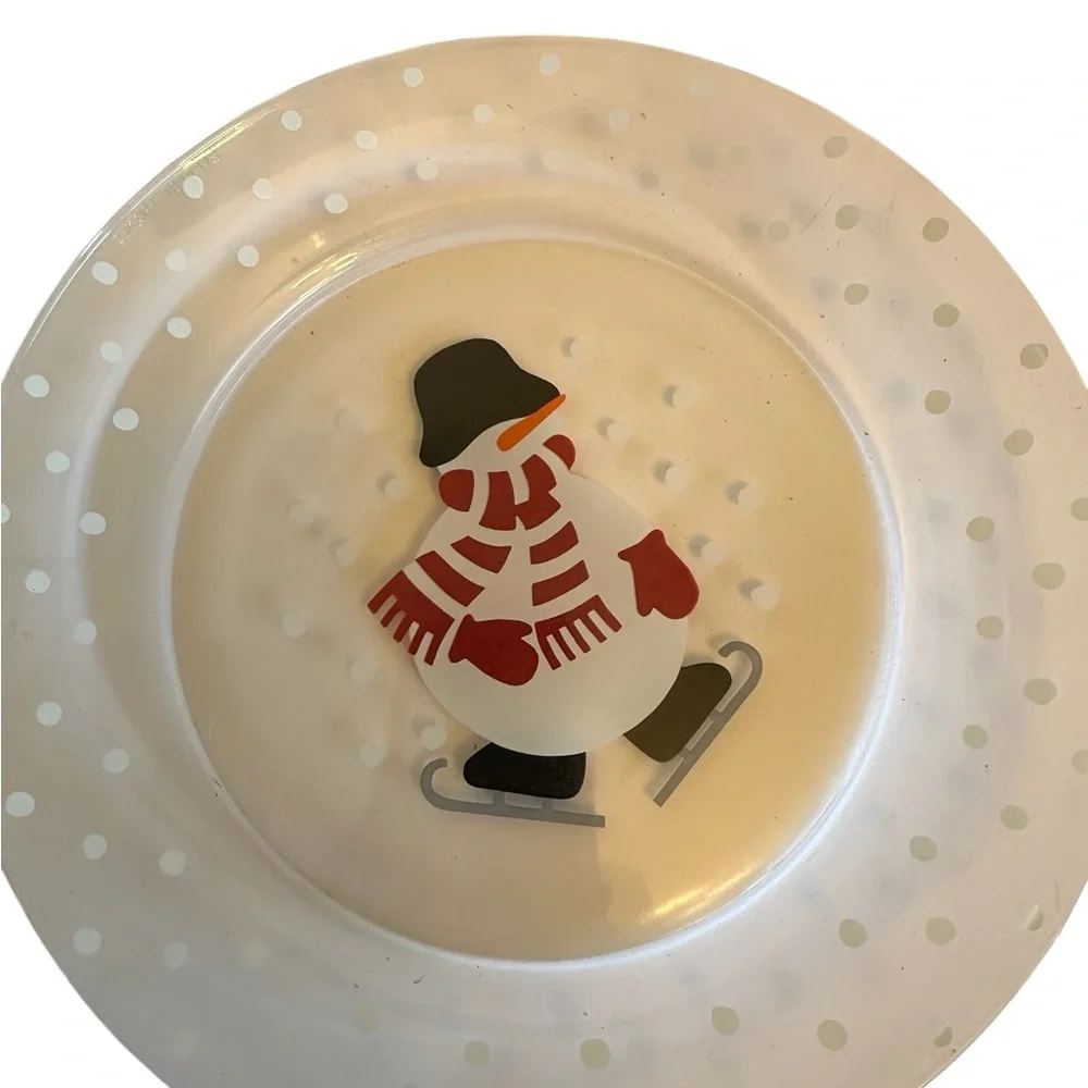 Crate&Barrel Holiday Snowman Plates Christmas Holiday Arcoroc in France